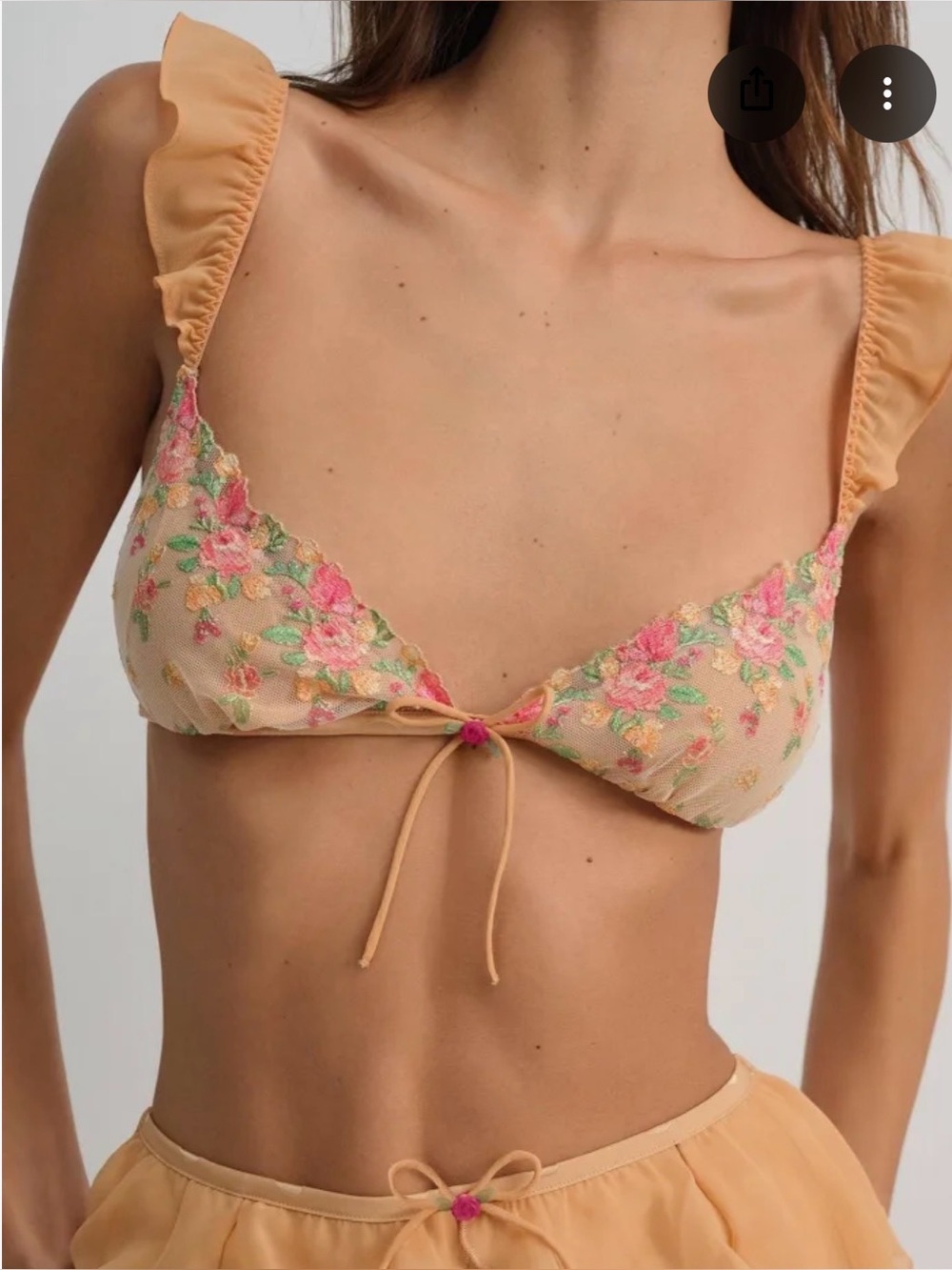 For Love and Lemons Floral Embroidered Peach Bralette Top